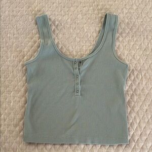 Women's green Ribbed Tank Top